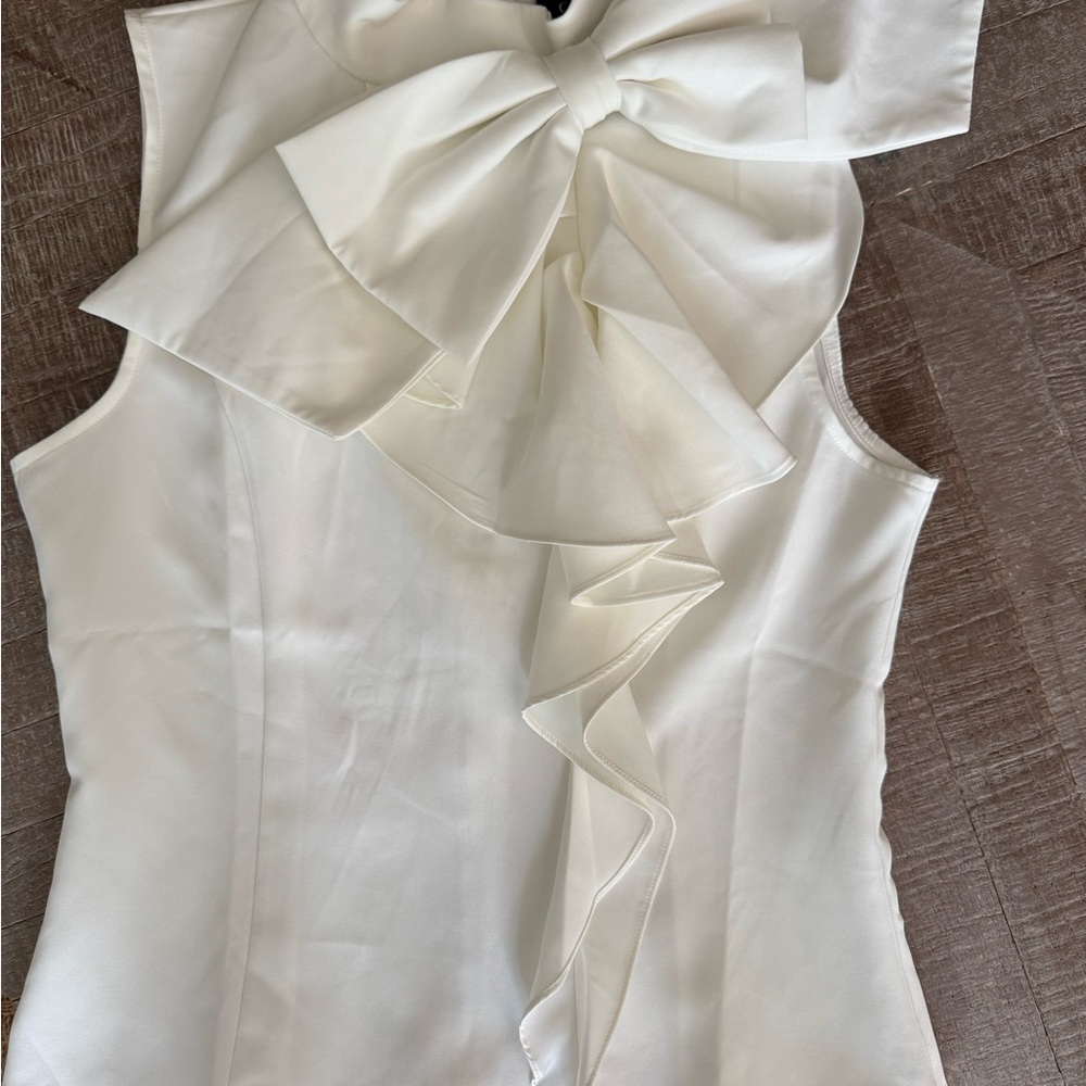 NWT GRACIA + WHITE + SLEEVLESS + BOW - Picture 2 of 10